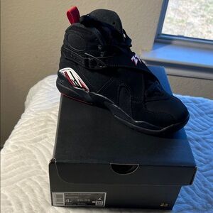 Jordan Kids Black and Red High-Top 8 Retro (GS) Sneakers